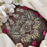 Vriksham Antique Victorian Diamond Short Neckpiece-Pastel Green Bead-VV1969